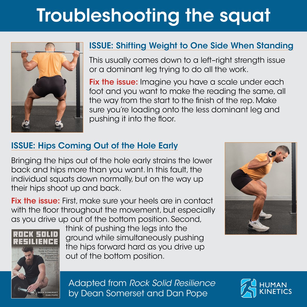 HumanKineticsEU's tweet image. With some specific cues or adjustments to technique or positioning, the squat has a few common technical issues that are relatively easy to solve.

Here are some tips👇

➡️ bit.ly/4lbOiQE

#Squat