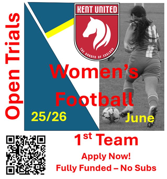 KUFCWomen's tweet image. ⸻

TRIALS ON – We’re recruiting new players.
Serious about football? Want to grow in a competitive, supportive team? Get involved.

📍 EFES Stadium, Dartford
📅 Wednesdays
🔗 Apply: form.jotform.com/250973756918069

#WomensFootball #FootballTrials #JoinTheTeam