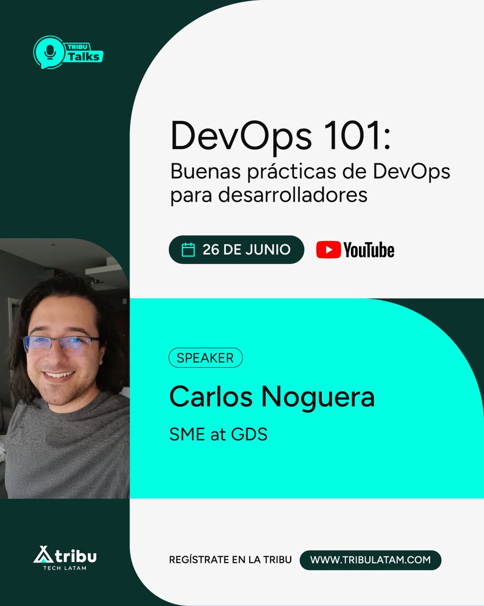 Carlos Noguera es SME en GDS, y en la próxima #TRIBUTalk, nos invita a explorar los fundamentos de DevOps con una charla introductoria pensada para desarrolladores: ¿qué es CI/CD, por qué importa y cómo se aplica en proyectos reales? 💡

Veremos buenas prácticas, ejemplos