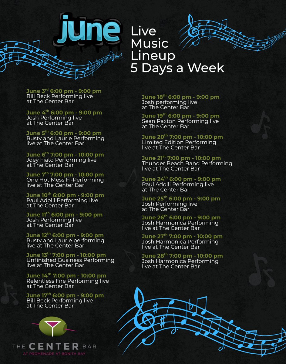 June Tunes at The Center Bar! ✨