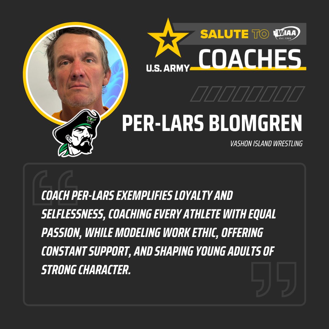 WIAA (@wiaawa) on Twitter photo Please join us in saluting:
PER-LARS BLOMGREN
Vashon Island Wrestling
<a href="/goarmyseattle/">Go Army Seattle</a>
#SalutetoCoaches Please join us in saluting:
PER-LARS BLOMGREN
Vashon Island Wrestling
<a href="/goarmyseattle/">Go Army Seattle</a>
#SalutetoCoaches