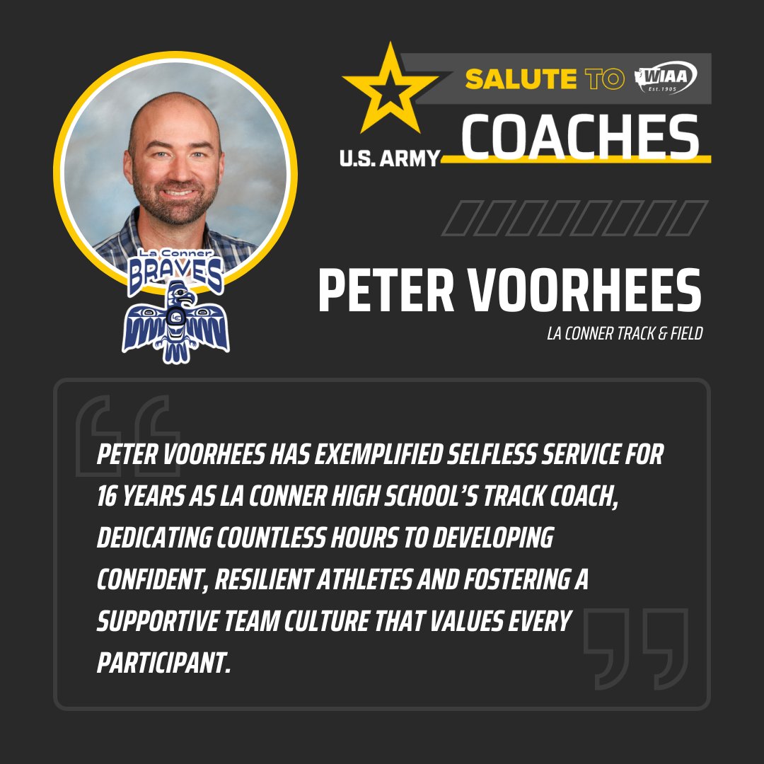 WIAA (@wiaawa) on Twitter photo Please join us in saluting:
PETER VOORHEES
La Conner Track & Field
<a href="/goarmyseattle/">Go Army Seattle</a>
#SalutetoCoaches Please join us in saluting:
PETER VOORHEES
La Conner Track & Field
<a href="/goarmyseattle/">Go Army Seattle</a>
#SalutetoCoaches