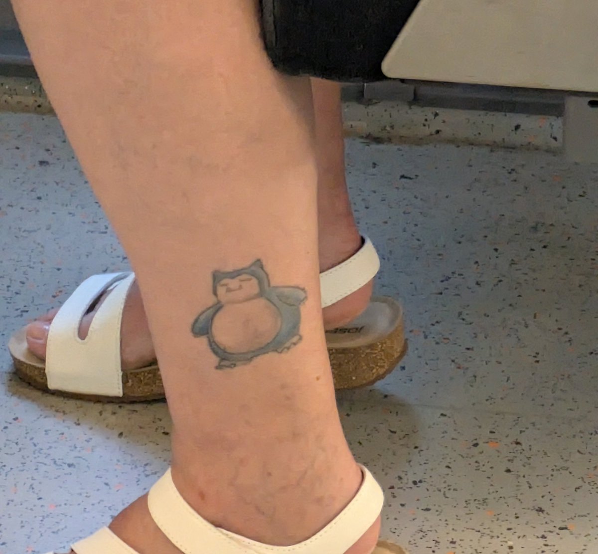 SidSaxy's tweet photo. Found the best tattoo on the train and got to know Snorlax is called Relaxo in German! https://t.co/niUpGuoi6M