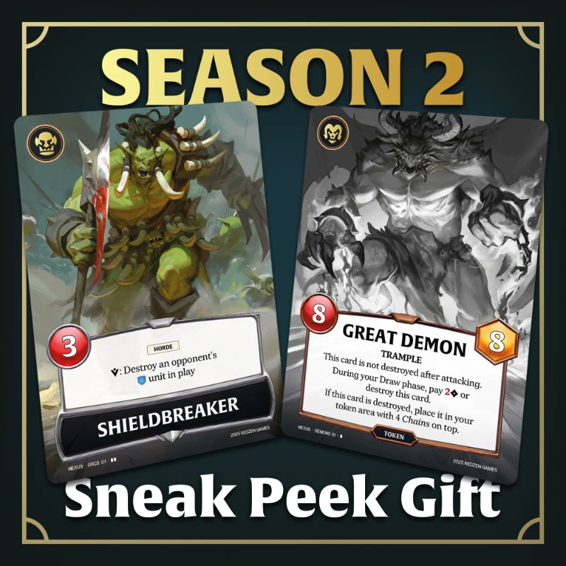 ✨Daily Reveal: Season 2 Collectors' Cards!

We're bringing a Season 2 Sneak Peek with these EXCLUSIVE alternate-art cards for collectors from the future Orcs and Demons factions!

🔥Last chance to back: gamefound.com/en/projects/re…