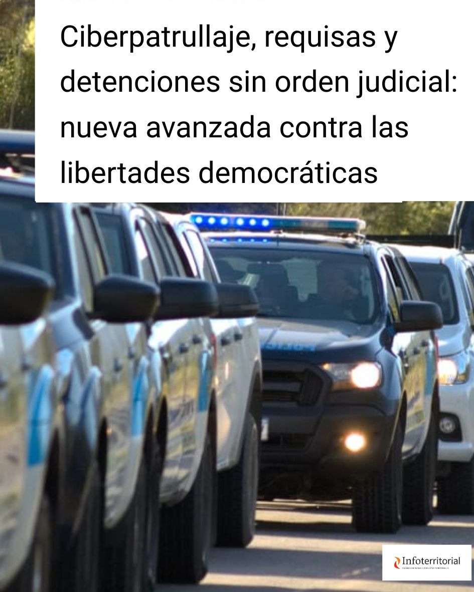 Infoterritorial's tweet image. Avanzada contra los derechos de la clase trabajadora, las comunidades indígenas y los colectivos que denuncian y resisten el avance de un régimen cada vez más autoritario frente a los pueblos, y más subordinado al poder económico multinacional.
infoterritorial.com.ar/ciberpatrullaj…
#ddhh