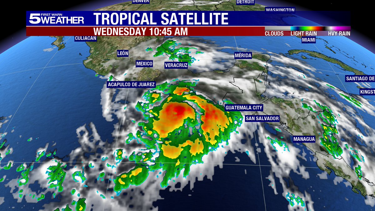 KRGV_Weather's tweet photo. #Erick is forecast to become a cat. 3 hurricane, by Thursday morning. Major impacts will be felt in the mexican states of Guerrero and Oaxaca. Anybody traveling anywhere between Acapulco to Puerto Angel need to be aware. Check https://t.co/tCZgXfhz10 for the latest.
 #Tropics https://t.co/EIKy6htBpN