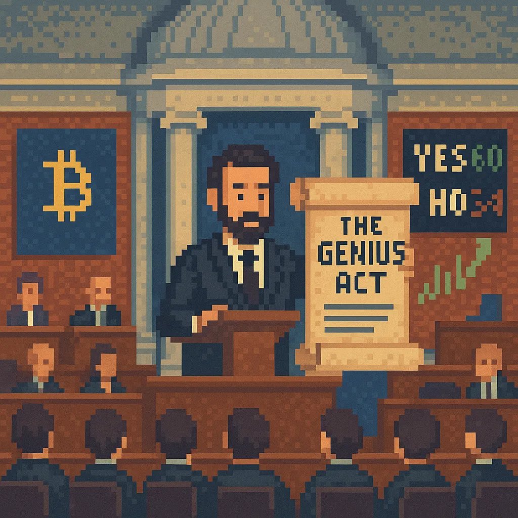 The GENIUS Act Passes in the Senate 🏛️📜📈

Crypto news and key statistics summarized in 90 seconds every weekday on <a href="/niftynoon/"></a>⬇️:

Nifty Thought:

In a landmark move for the crypto industry, the U.S. Senate has passed the Guiding and Establishing National Innovation for U.S.