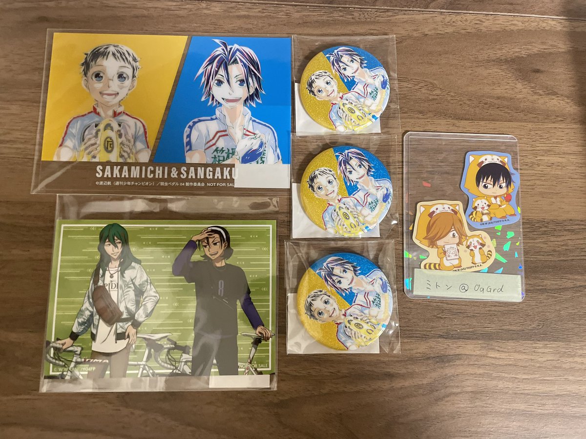 【交換•譲渡】弱虫ペダル アウトドア　Ani-Art
譲:⚪︎小野田、鳴子、巻島、真波、⚪︎葦木場、悠人、⭐︎荒北、⭐︎東堂、新開
求:同異種今泉>定価
⭐︎譲渡は⚪︎含むお取引でお願いします
異種は次のプリカフェと可能です◎
一旦4枚目は交換のみ
ご縁がありましたらよろしくお願いします