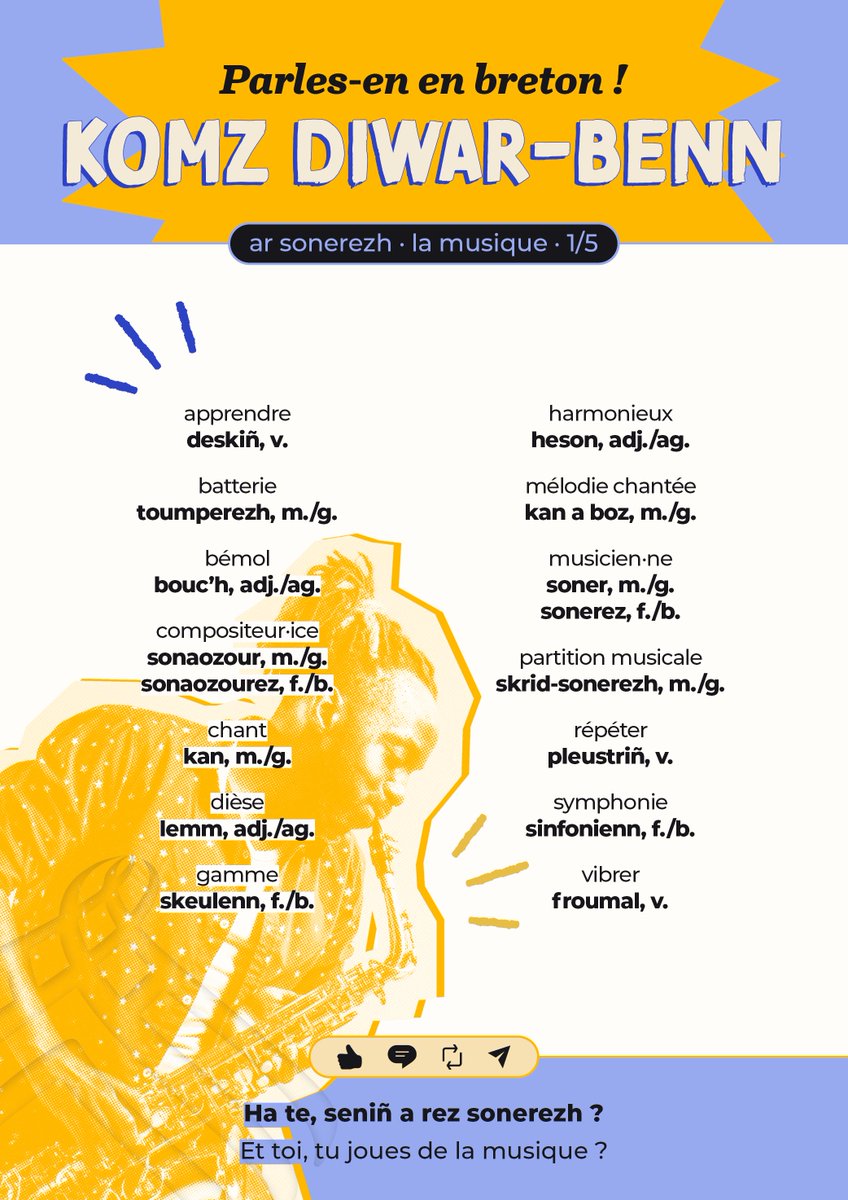 🎵 Gouel ar sonerezh zo ! Petra a reer eus « bémol » e brezhoneg ? Setu un nebeud gerioù evit komz eus sonerezh e brezhoneg !

📍 Sell en diaz termenadurel TermOfis en e bezh dre hor porched niverel hag hor geriaoueg PDF war ar sonerezh !