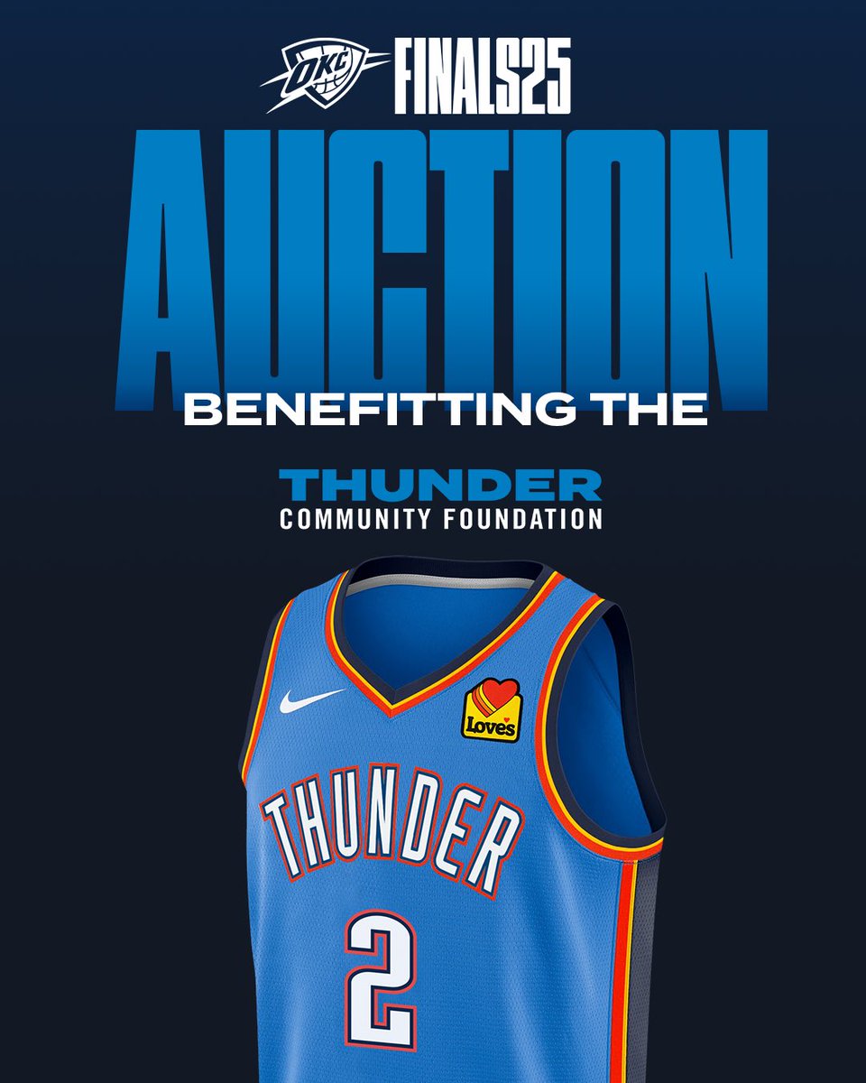 thundercares's tweet image. Thunder fans, here’s your shot to grab team-signed jerseys and a team ball, all while supporting the Thunder Community Foundation! 🙌
Online auction is live from now until 11:59PM on Friday, June 20 🗓️
🎟️ bit.ly/4n896cI