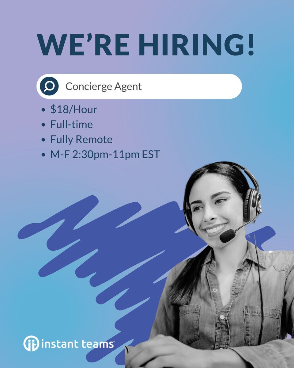 ✨HOT NEW JOB ALERT!!!✨
We're are looking for a Concierge Agent to join our team! 
To learn more about the role and apply: hubs.la/Q03svK1k0.

#applynow #nowhiring #remotework #remotecareers #remotejobs #militaryspouse #milspouse #cx #cxtalent #customerexperience
