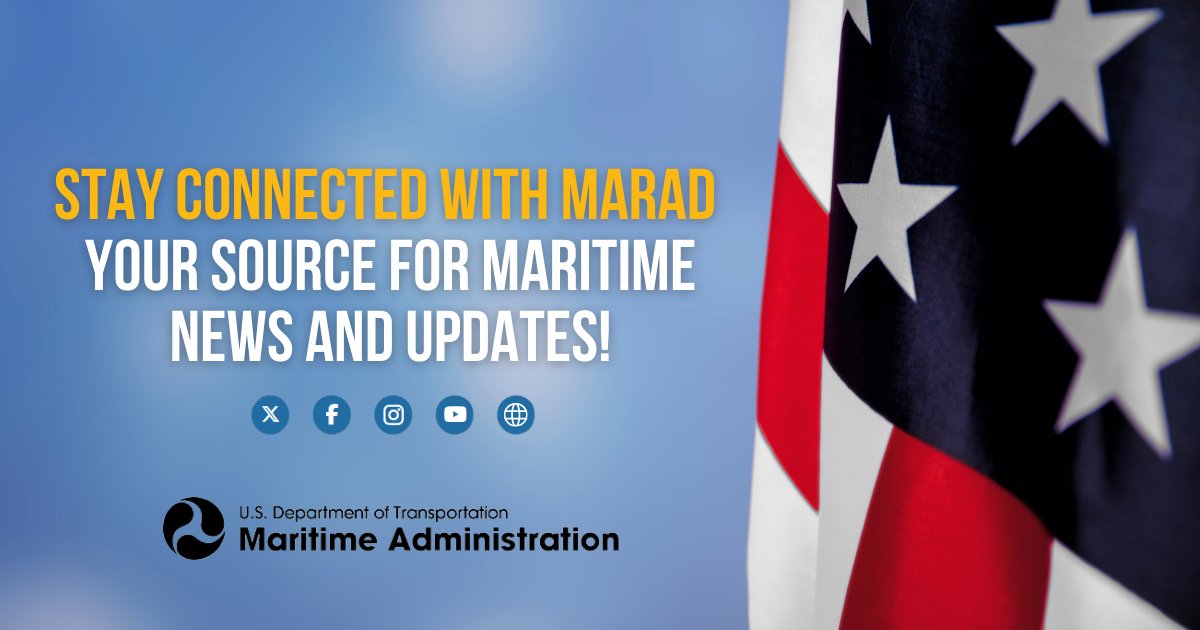 Stay up to date with MARAD! 🚢 Follow us for the latest news, updates, and insights into America’s maritime industry.

#MARAD #MaritimeIndustry #NationalSeurity