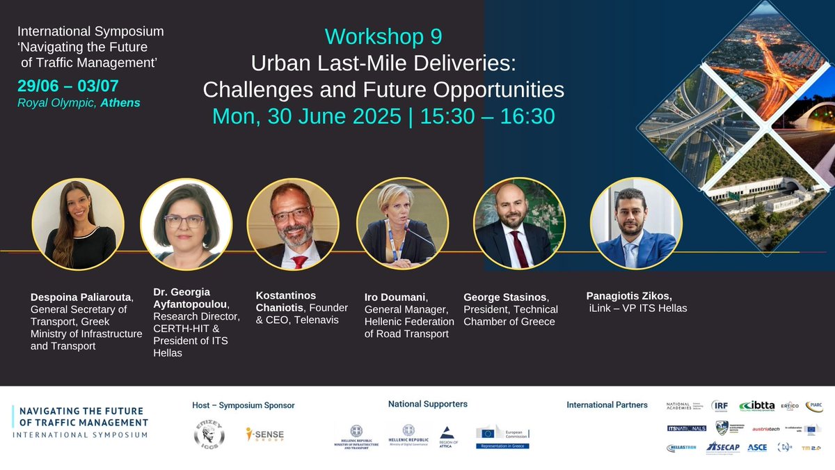 #Workshop|Urban Last-Mile Deliveries: Challenges &amp; Future Opportunities
🗓️ June 30|#TMSymposium2025
The “last mile” remains one of the toughest challenges in urban logistics. This session will explore solutions for more efficient, sustainable deliveries.
🔗traffic-management-symposium-2025.com