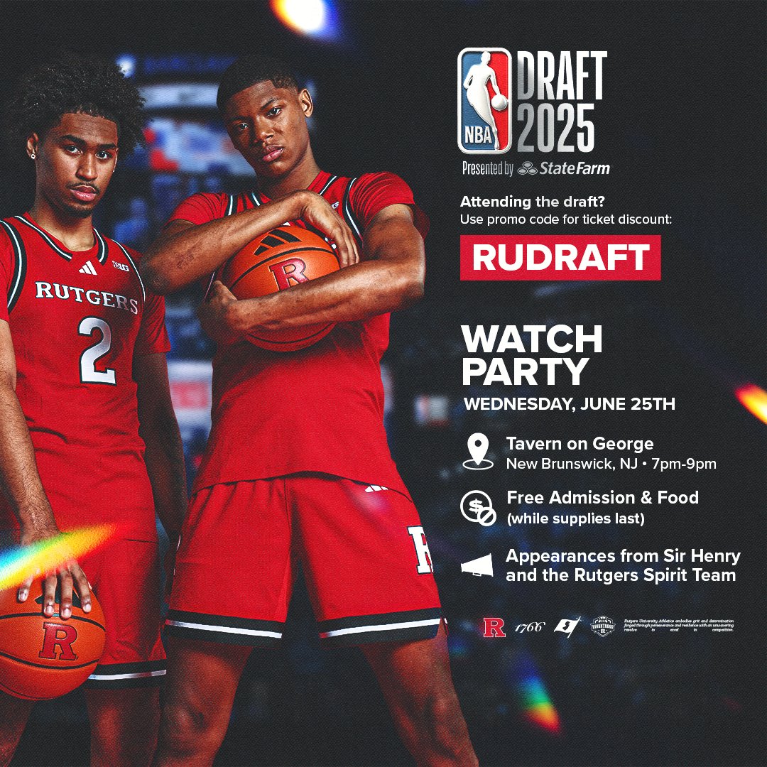 Rutgers Menβs Basketball π (@rutgersmbb) on Twitter photo We are excited to invite fans to a special Rutgers NBA Draft Watch Party at <a href="/tavernongeorge/">The Tavern on George</a> and offer discounted tickets to join Rutgers Nation at the <a href="/barclayscenter/">Barclays Center</a> on draft night.
π: go.rutgers.edu/kniik8re
#RUDraft #TheKnighthoodπ‘οΈβοΈ We are excited to invite fans to a special Rutgers NBA Draft Watch Party at <a href="/tavernongeorge/">The Tavern on George</a> and offer discounted tickets to join Rutgers Nation at the <a href="/barclayscenter/">Barclays Center</a> on draft night.
π: go.rutgers.edu/kniik8re
#RUDraft #TheKnighthoodπ‘οΈβοΈ