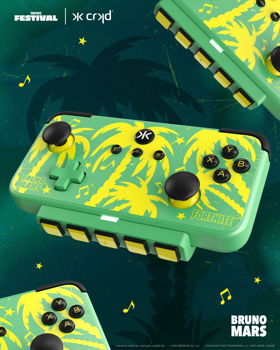 crkdgg's tweet photo. Funk up your @fnfestival experience with the NEO S @brunomars 5-Fret Edition available for pre-order now! 🌴

🎵⭐ Bring the groove with every move. Seamless control in a sleek, laid-back style—perfect for jamming to your favorite tracks.

👉  Secure yours: https://t.co/ReruRDyrkP