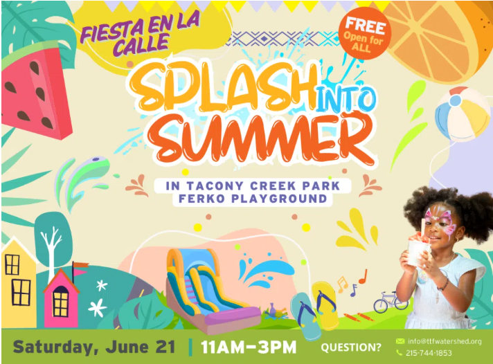 PhillyH2O's tweet image. The Philly Water Bar will be at Splash Into Summer, @TTFWatershed Summer Block Party, on Saturday, June 21 from 11 a.m. to 3 p.m! Details below...