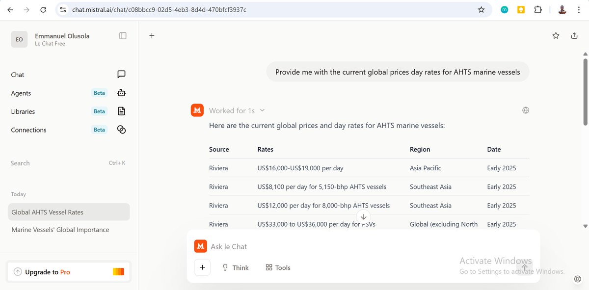 emmy_olusola's tweet image. There are some powerful open-source and proprietary large language models for free:
1. Mistral AI&apos;s #Le_chat --- chat.mistral.ai/chat
2. #HuggingChat --- huggingface.co/chat
3. @GroqInc #Chat --- groq.com

Prompted Mistral AI&apos;s #Lechat to generate the below: