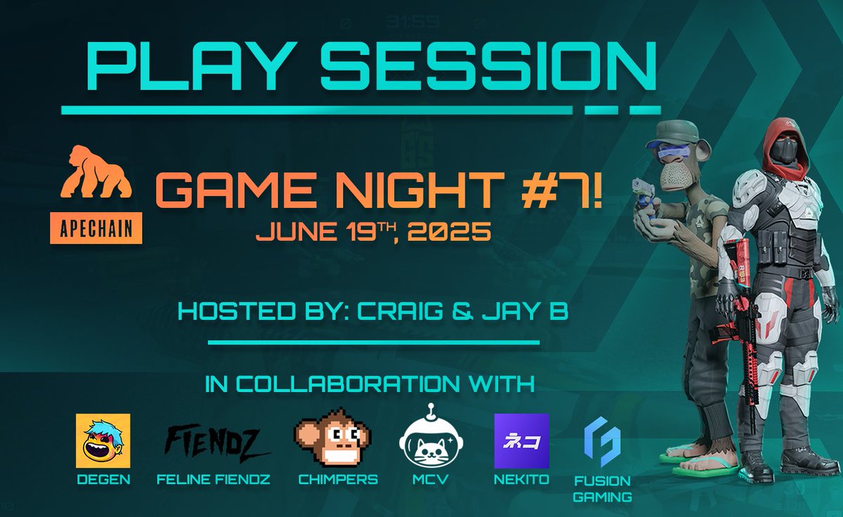 Craig (@craigdoesweb3) on Twitter photo Gaming on ApeChain ๐ฅ
Throwing it down tomorrow with my man <a href="/ClassicsCrypto/">Jay B ๐ป๐</a> and the squad.
๐บ Livestreams
๐ Giveaways
๐ 5pm EST
Time to try out the best game on ApeChain with us ๐ฎ Gaming on ApeChain ๐ฅ
Throwing it down tomorrow with my man <a href="/ClassicsCrypto/">Jay B ๐ป๐</a> and the squad.
๐บ Livestreams
๐ Giveaways
๐ 5pm EST
Time to try out the best game on ApeChain with us ๐ฎ