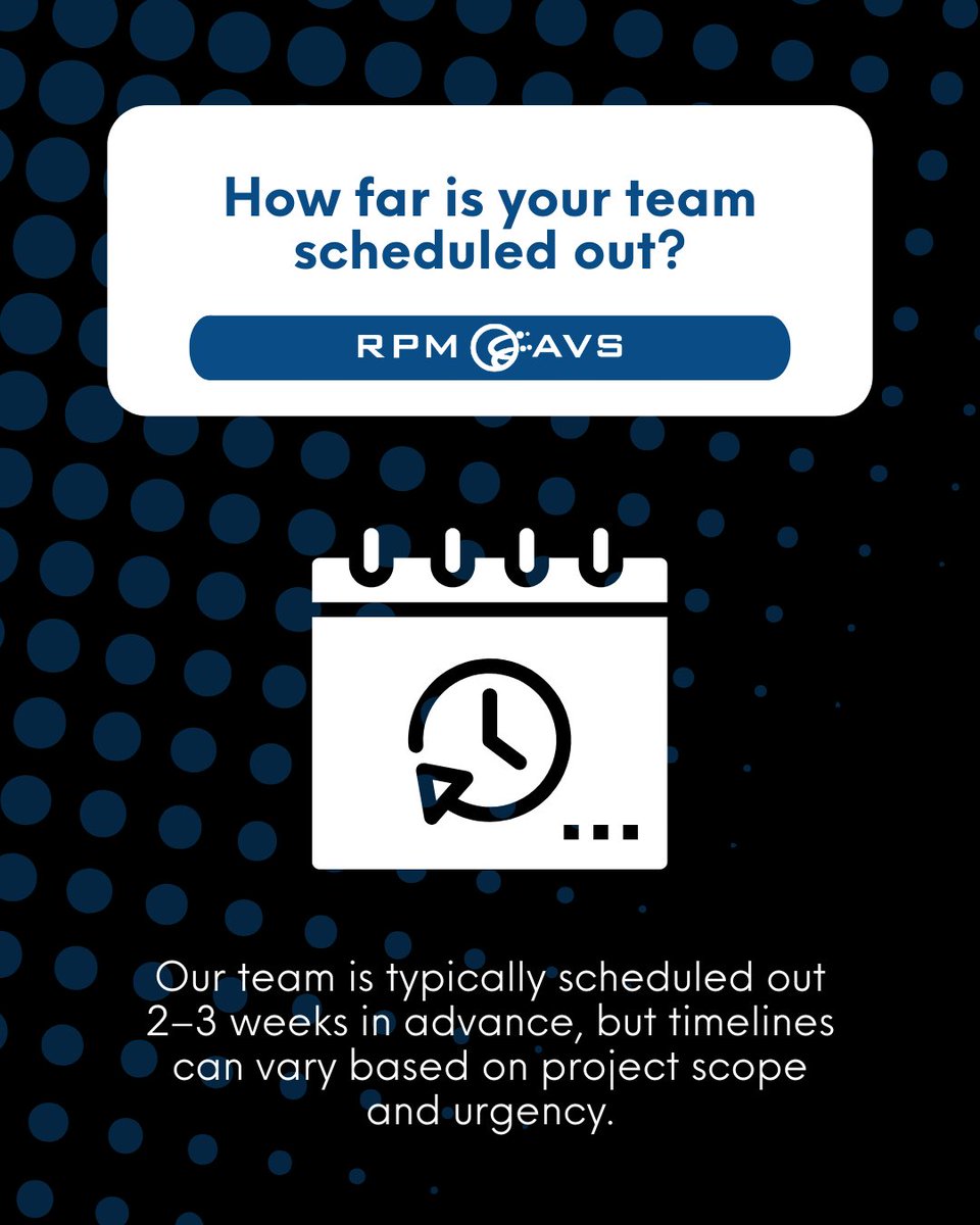 RPMAVS's tweet image. How far in advance are we scheduled? We’re usually booked out 2–3 weeks but we always try to stay flexible where we can.
Need AV design, consulting, or CAD support? Let’s get you on the calendar!
#RPMAVS #ProjectScheduling #AV #CADDesign #PlanAhead #AVSolutions
