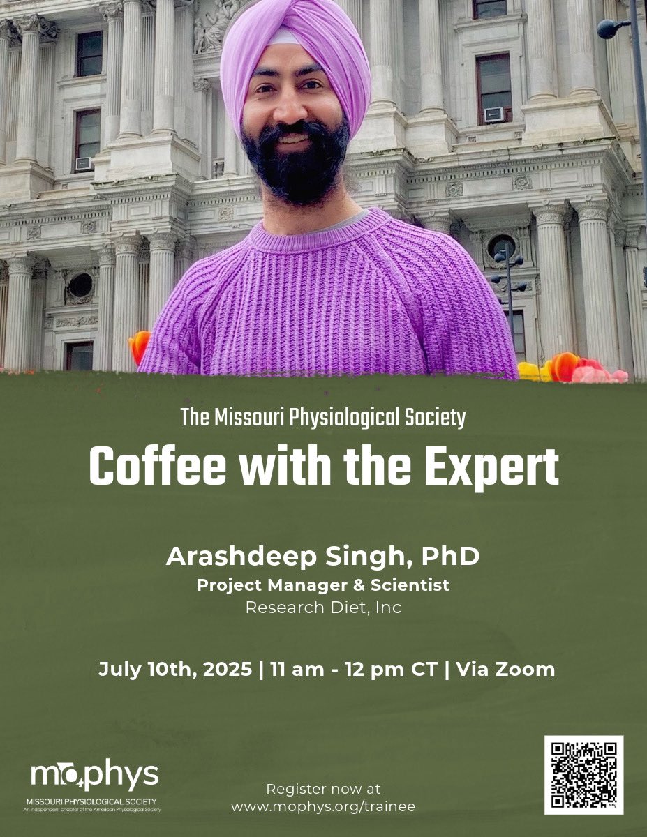 Yoko Brigitte Wang (@thehungryneuron) on Twitter photo 🚨Our <a href="/mo_phys/">Missouri Physiological Society</a> Coffee with the Expert series is back this summer! 🚨
Join our first session with Dr. <a href="/SinghArashdeep/">Arashdeep Singh🐁🧠🥙</a> - a project manager and scientist from <a href="/ResearchDiets/">Research Diets Inc.</a>
on July 10th, 11am-12pm CDT via Zoom!
Register here: bit.ly/mophysCoffeewi…
<a href="/APSPhysiology/">American Physiological Society</a> 🚨Our <a href="/mo_phys/">Missouri Physiological Society</a> Coffee with the Expert series is back this summer! 🚨
Join our first session with Dr. <a href="/SinghArashdeep/">Arashdeep Singh🐁🧠🥙</a> - a project manager and scientist from <a href="/ResearchDiets/">Research Diets Inc.</a>
on July 10th, 11am-12pm CDT via Zoom!
Register here: bit.ly/mophysCoffeewi…
<a href="/APSPhysiology/">American Physiological Society</a>