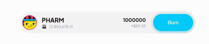 FatherSenaX's tweet image. Another day, another 1M $PHARM Burnt