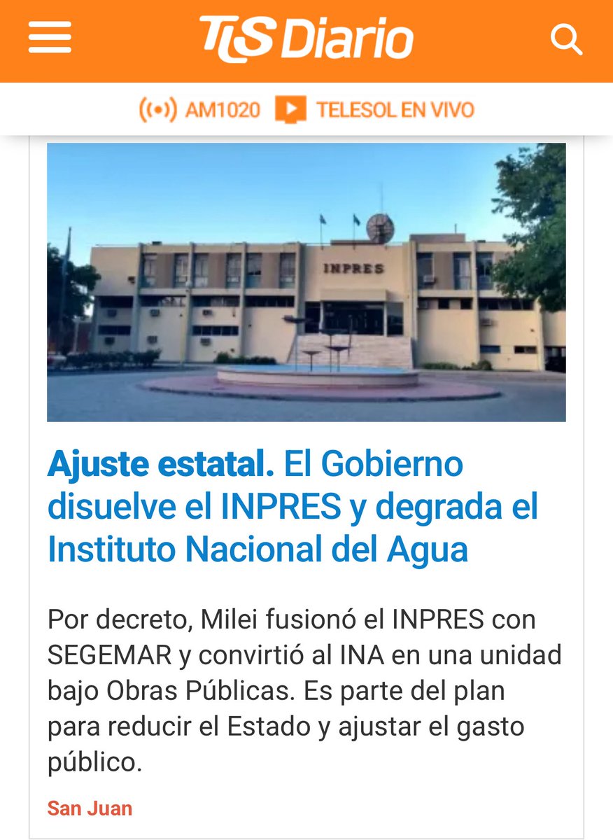 📍Desde San Juan, zona sísmica por excelencia y con una crisis hídrica creciente, rechazamos el recorte al INPRES y al INA.
Estos organismos son claves para nuestra provincia, Argentina y estratégicos para MERCOSUR.

 #NoAlAjuste #Sismos #Agua #Ciencia #Prevencion