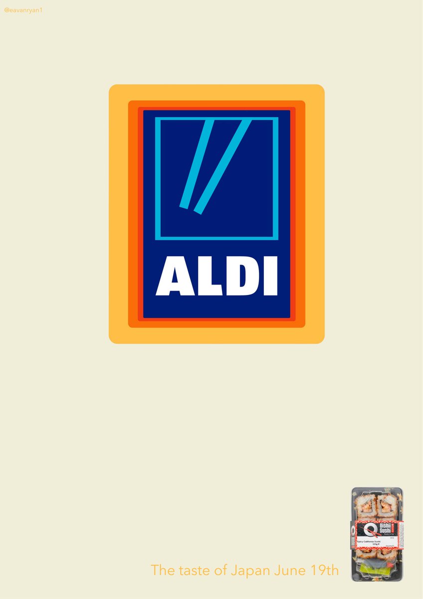 Eavan Ryan (@eavanryan1) on Twitter photo One Minute Brief of the Day:
Create posters to advertise #SUSHI for #InternationalSushiDay 🍱
<a href="/Aldi_Ireland/">Aldi Ireland</a> <a href="/OneMinuteBriefs/">One Minute Briefs ⏱️</a> One Minute Brief of the Day:
Create posters to advertise #SUSHI for #InternationalSushiDay 🍱
<a href="/Aldi_Ireland/">Aldi Ireland</a> <a href="/OneMinuteBriefs/">One Minute Briefs ⏱️</a>
