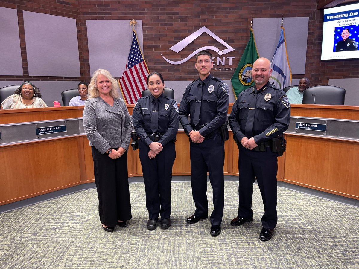 Welcome to Kent PD to our newest employees Corrections Officer T. Klair (L) and Police Officer A. Mendoza Chavez(R). We are excited to have you in our Kent community! #kentpdway #KPDNewHires