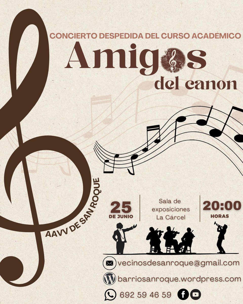 El miércoles 25 junio en la Sala de exposiciones La cárcel tendrá lugar el concierto de despedida del curso académico 2024/2025 de Amigos del canon
No te lo pierdas si quieres disfrutar de un buen ratito con la música como protagonista