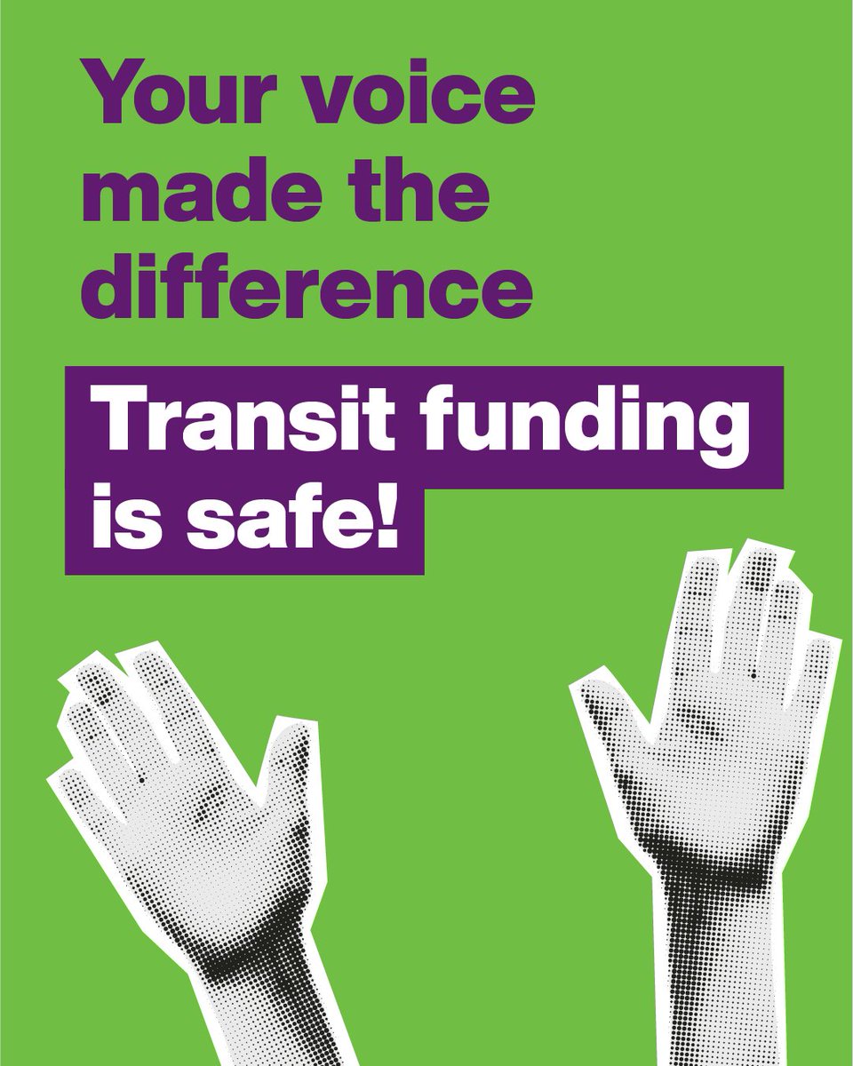 We showed up. We spoke out. And it worked.

Thanks to public pressure, Council kept transit in the budget.
Not an increase—but a win for riders.

Want to thank your council member for supporting transit? Visit LetsFundTransit.com and send a quick note.
