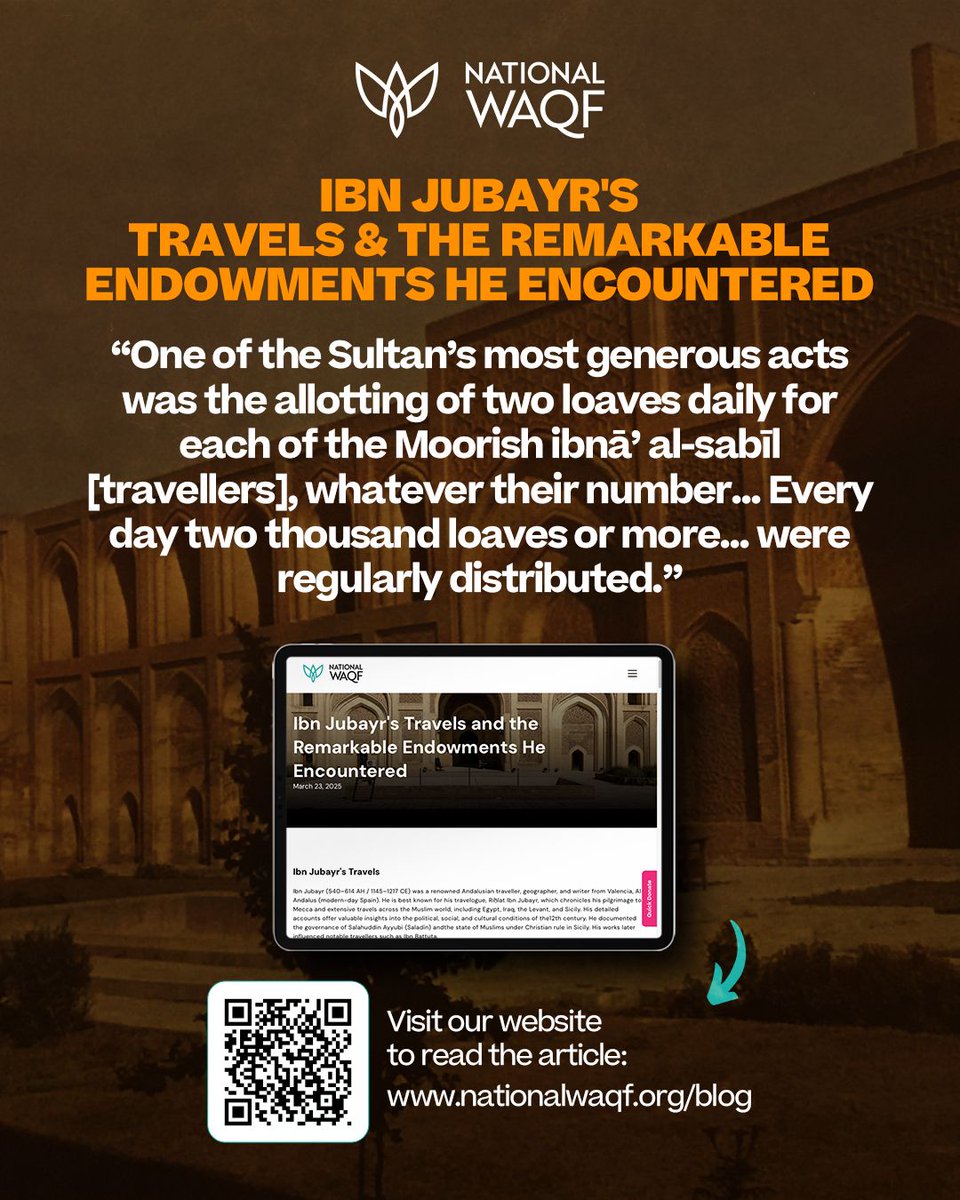 The remarkable generosity Ibn Jubayr witnessed during his travels 🏛️

When this renowned 12th-century traveler journeyed across the Islamic world, he documented acts of charity that left him amazed✨

Discover more from Ibn Jubayr's incredible journey: nationalwaqf.org/blog
