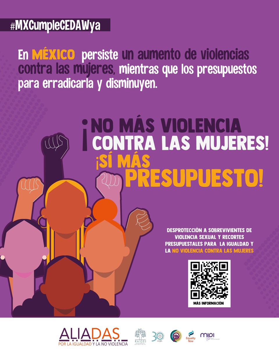 midi_orgmx's tweet photo. México está siendo evaluado por el Comité CEDAW en Ginebra. Desde @AliadasLa por la Igualdad alertamos sobre dos retrocesos graves:
 🔴 desprotección a sobrevivientes de violencia sexual
 🔴 recortes presupuestales para la promoción de la igualdad y la no violencia https://t.co/iOW3KIxwLw