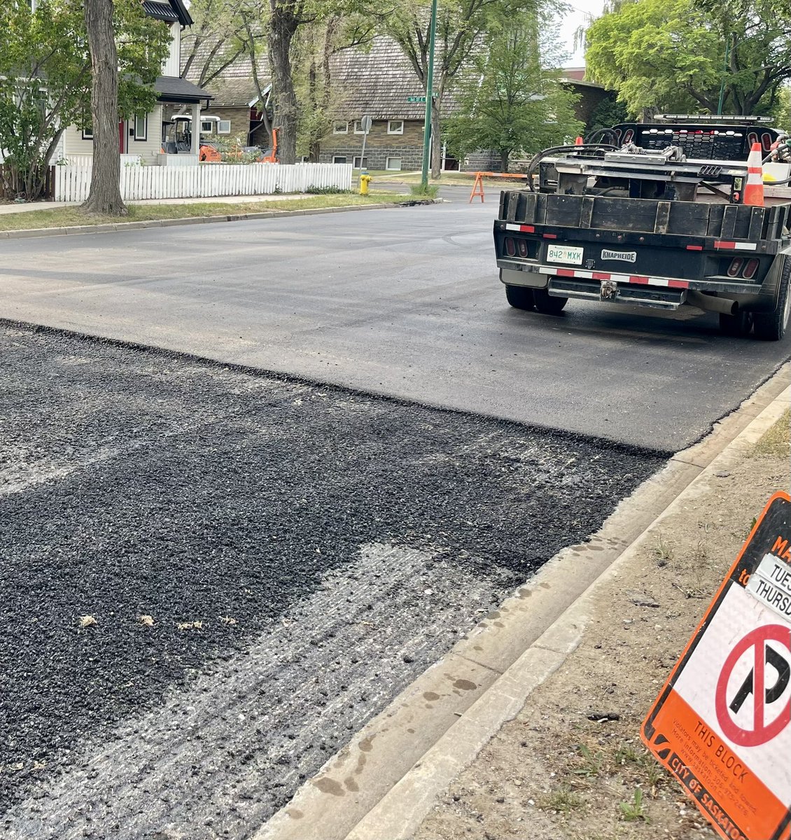 I love the smell of asphalt in the morning… The smell, you know that tar and oil smell? The whole street. Smelled like… Viscosity. Someday this construction’s gonna end.  #yxe #roadwork