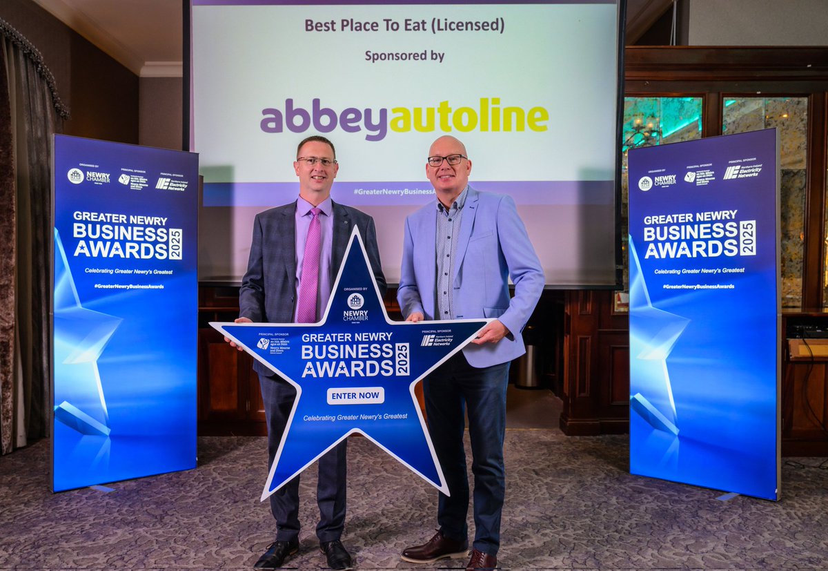 Newry Chamber (@newrychamber) on Twitter photo GREATER NEWRY BUSINESS AWARDS โญ
CATEGORY: Best Place To Eat (Licensed)
SPONSORED BY: <a href="/abbeyautoline_/">AbbeyAutoline</a>
๐๐ก๐ง๐ฅ๐๐๐ฆ ๐๐๐ข๐ฆ๐:
Friday 11th July 2025 at midnight
๐๐ก๐ง๐๐ฅ ๐ก๐ข๐ช:
shorturl.at/cGHMP GREATER NEWRY BUSINESS AWARDS โญ
CATEGORY: Best Place To Eat (Licensed)
SPONSORED BY: <a href="/abbeyautoline_/">AbbeyAutoline</a>
๐๐ก๐ง๐ฅ๐๐๐ฆ ๐๐๐ข๐ฆ๐:
Friday 11th July 2025 at midnight
๐๐ก๐ง๐๐ฅ ๐ก๐ข๐ช:
shorturl.at/cGHMP
