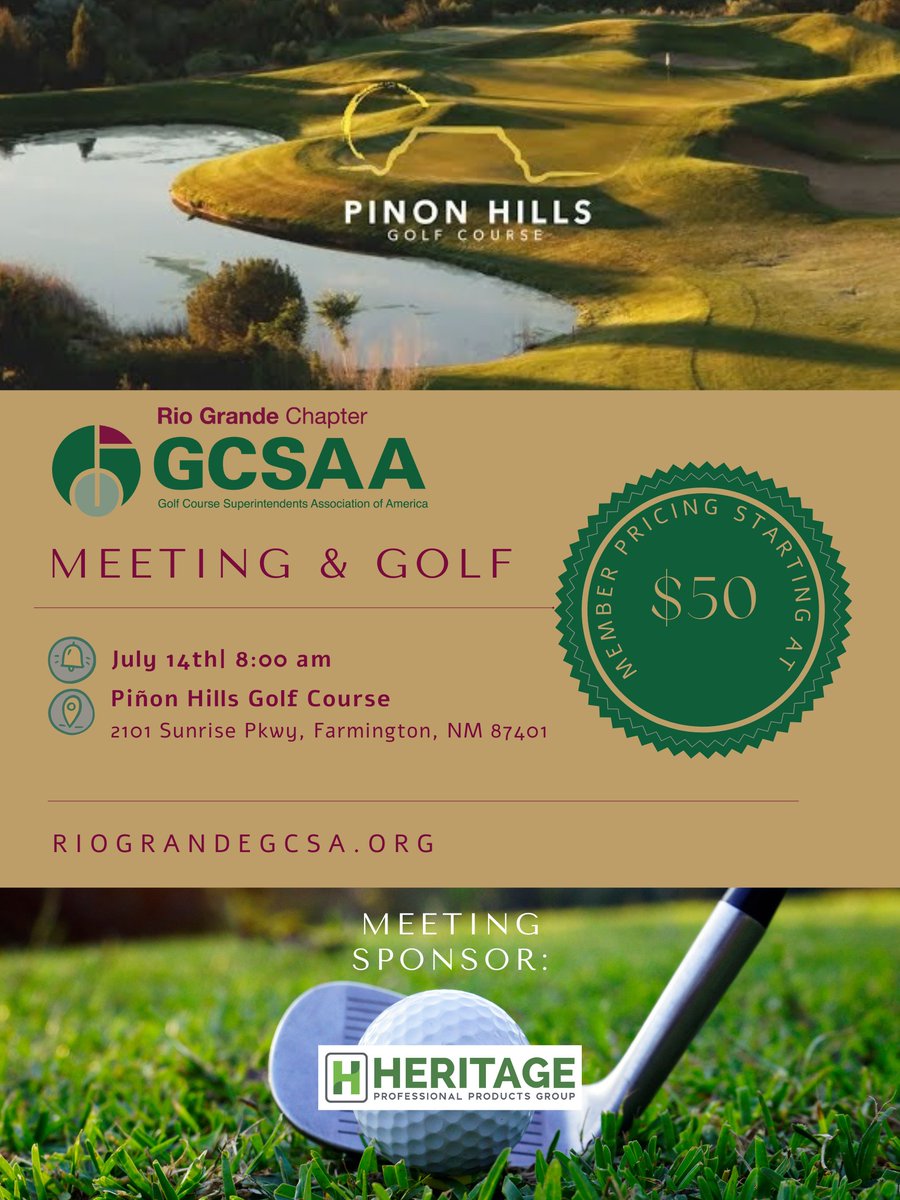 Get your GCSAA &amp; pesticide credits ✅
See an autonomous mower in action ✅
Network + golf with your peers ✅
It’s all happening at our July Chapter Meeting! Register by THIS FRIDAY
🔗riograndegcsa.org/event-6026532
#GolfCourseLife