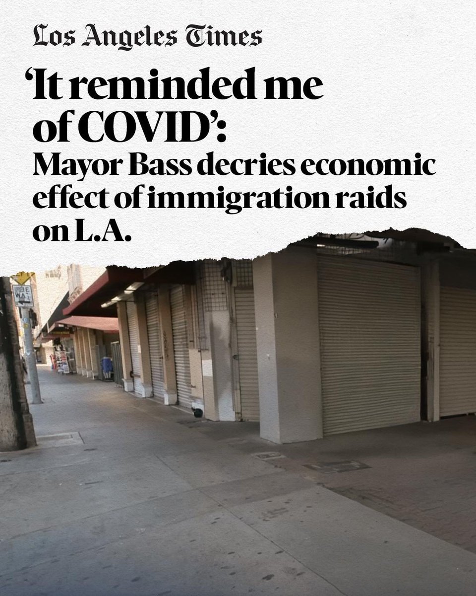 We're only beginning to see the economic impacts of Trump's terrorizing raids on our community. Busy corridors are empty because people are afraid to go to work and to even go outside. Enough is enough. Stop the raids now.

latimes.com/california/sto…