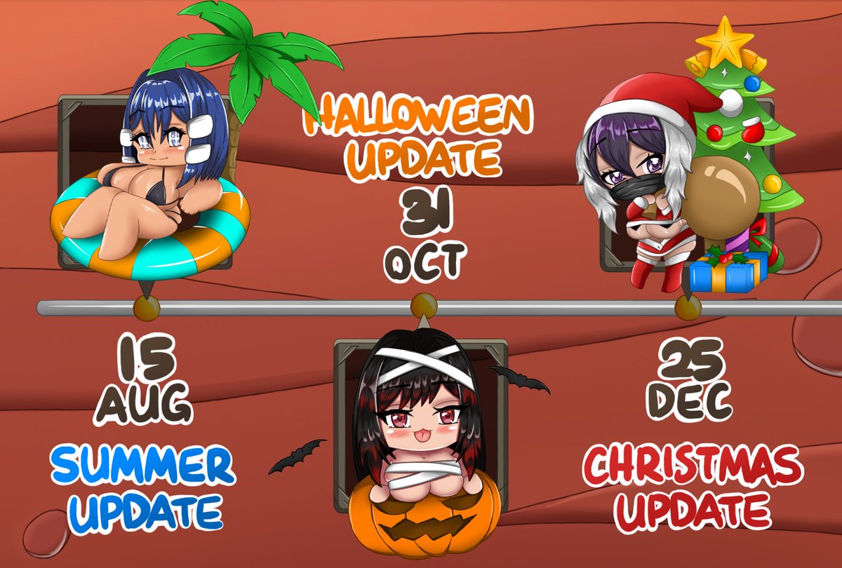 We’re excited to share with you the official content roadmap for the upcoming months in Harem Dungeon!

We’ve got three themed events planned, each packed with exclusive content:

📅 15 AUG – Summer Update
☀️ A sunny bonus stage with beach-themed enemies
👙 1 new summer scene for