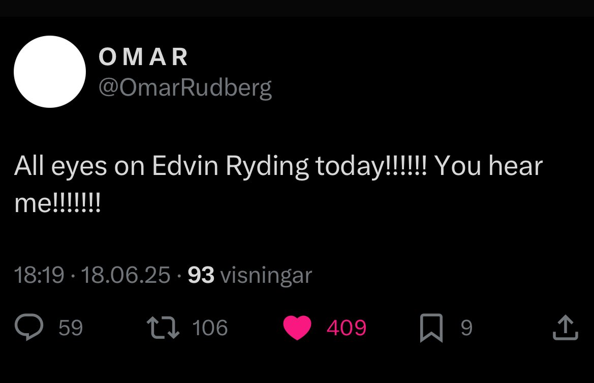 who is the biggest edvin ryding fangirl and why is it omar rudberg