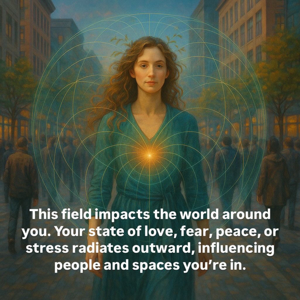 The heart 🫀 emits the strongest electromagnetic field ⚡️ in the human body — both modern science and ancient wisdom teach this. This field impacts the world around you. Your state of love, fear, peace, or stress radiates outward, influencing people and spaces you’re in.