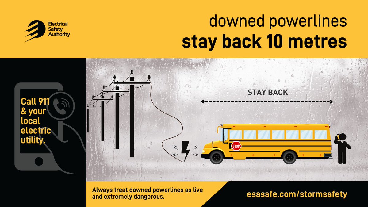 💨High winds + heavy rain 🌧️can bring down powerlines. If you see downed wires, stay well back, call 911 &amp; the local utility. More #onstorm safety tips: bit.ly/2XrCxg0