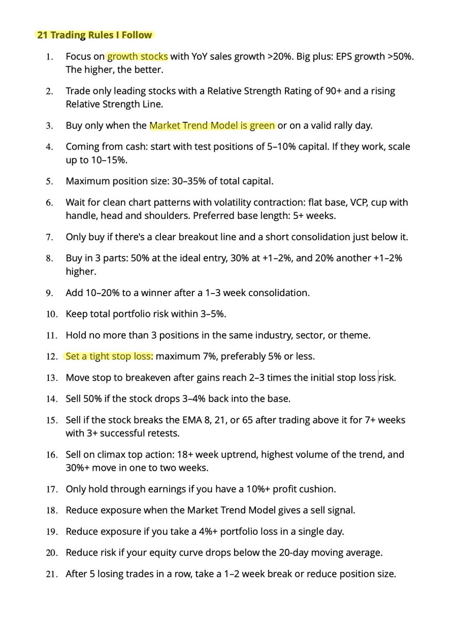 Trading Rules for stocks I follow every day 👇
