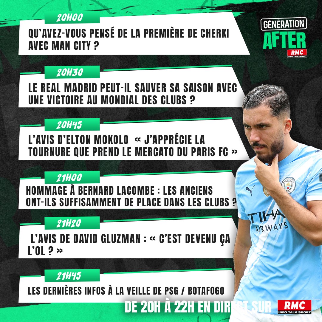 Le programme de Génération After, avec autour de <a href="/tgiangrande/">Thibaut Giangrande</a> ce soir : <a href="/EltoMok/">Elton Mokolo</a>, <a href="/Menehem02/">David Gluzman</a> et <a href="/PerquisDamien/">damien perquis24</a>