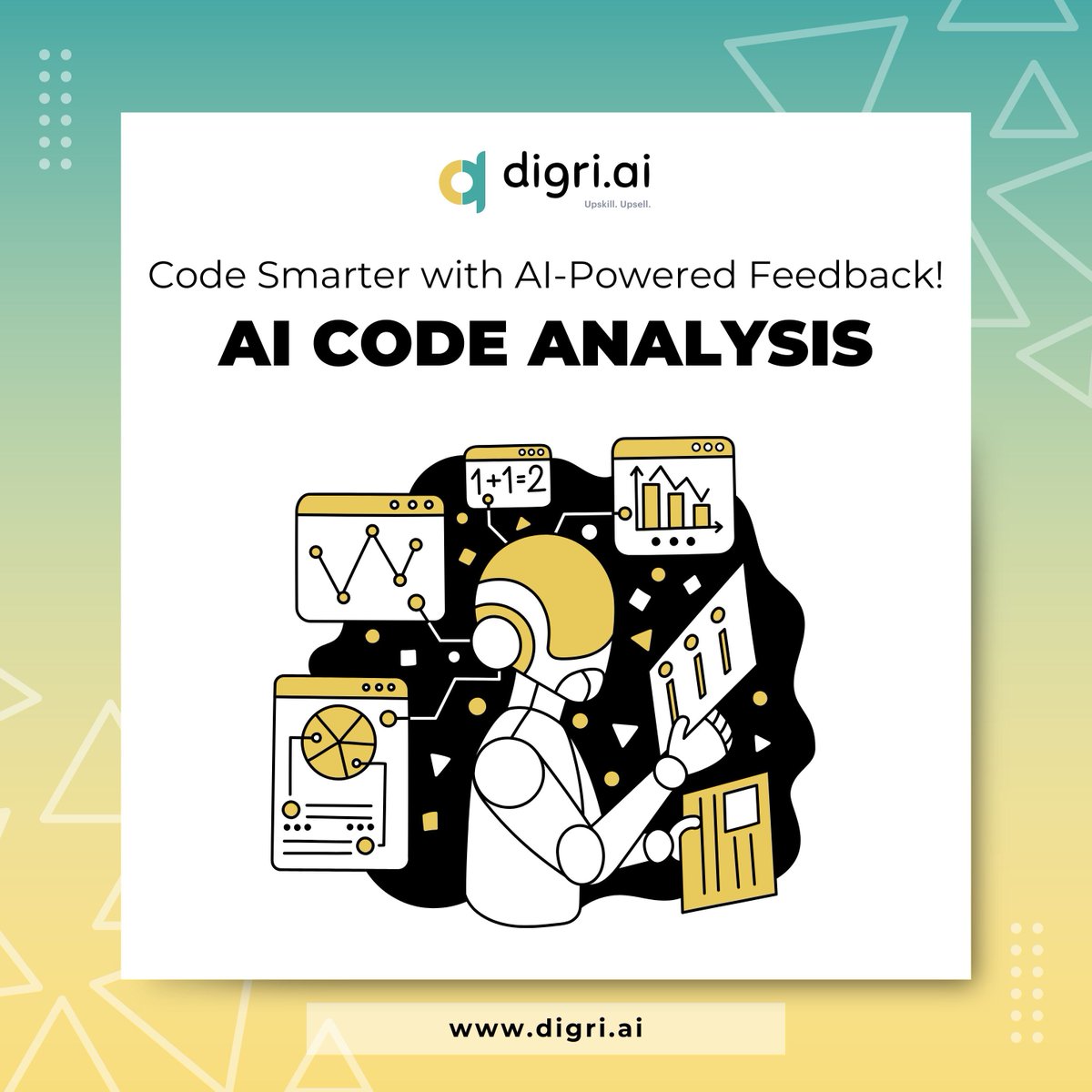digridotai's tweet image. With digri.ai’s AI Code Analysis, you get instant, intelligent feedback that helps you level up
✅ Evaluates your code logic and structure
✅ Suggests improvements in real-time
Start coding smarter today: digri.ai
#AIinEducation #digriAI