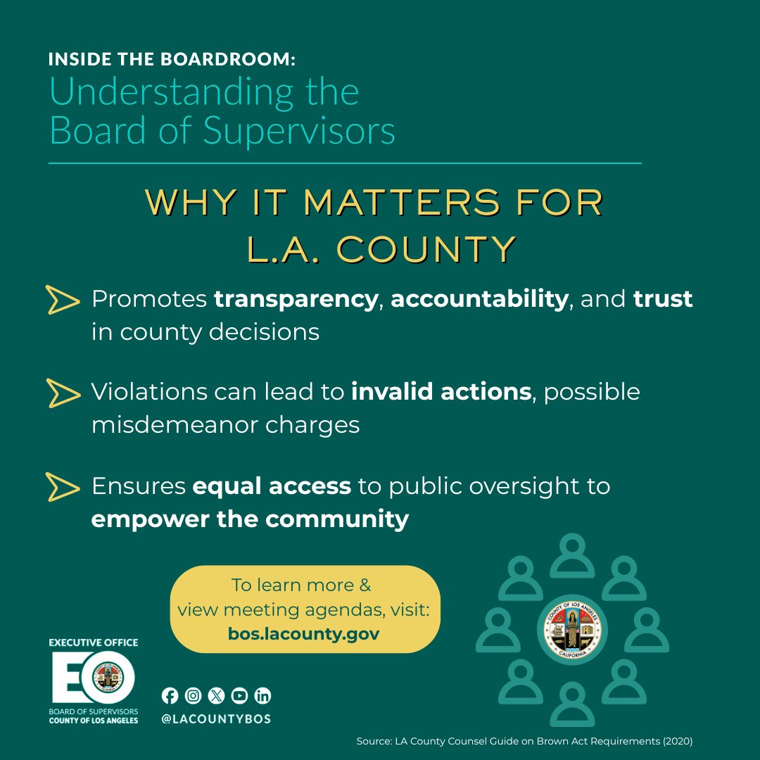 LACountyBOS's tweet image. 🔗 Source: bit.ly/LAC-BrownAct
 
#BrownAct #LACounty #OpenGovernment #InsidetheBoardroom