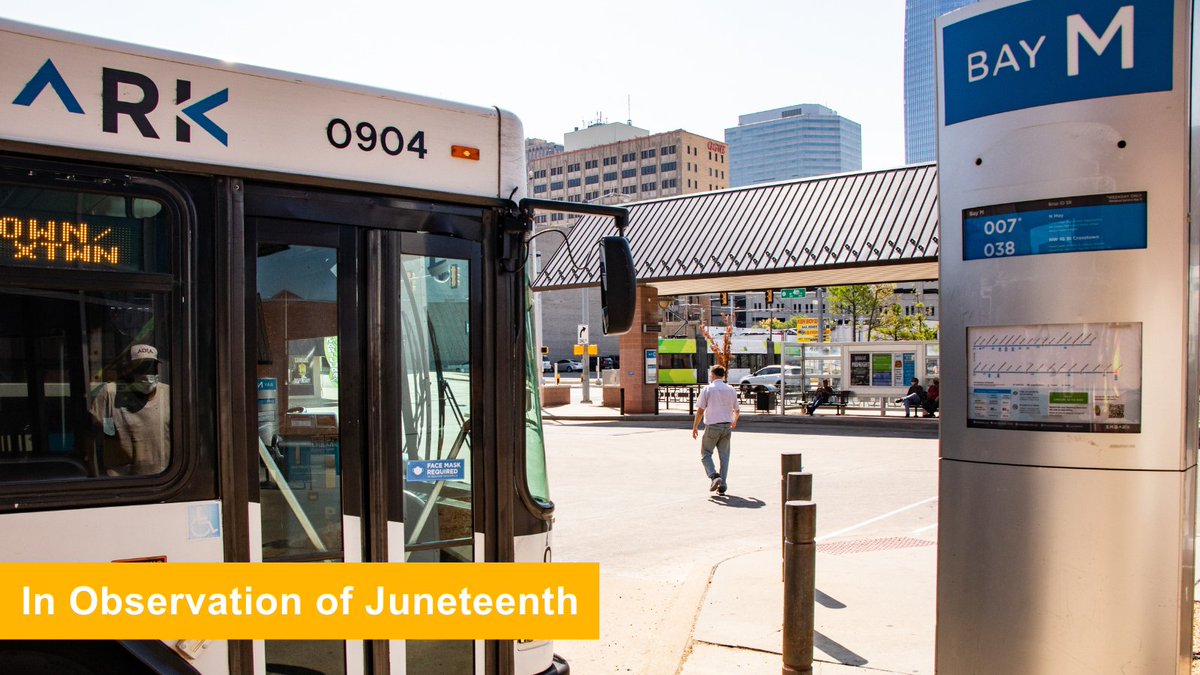 EMBARK (@embarkok) on Twitter photo Tomorrow is #Juneteenth!
🤎 OKC buses operate on a weekend schedule.
🤎 Norman bus operates on a regular schedule.
🤎 @RAPIDbrt operates on a 30-minute frequency from 7 a.m. to 7 p.m.
🤎 <a href="/OKCStreetcar/">OKC Streetcar</a> operates on a regular schedule until 12 a.m. Tomorrow is #Juneteenth!
🤎 OKC buses operate on a weekend schedule.
🤎 Norman bus operates on a regular schedule.
🤎 @RAPIDbrt operates on a 30-minute frequency from 7 a.m. to 7 p.m.
🤎 <a href="/OKCStreetcar/">OKC Streetcar</a> operates on a regular schedule until 12 a.m.