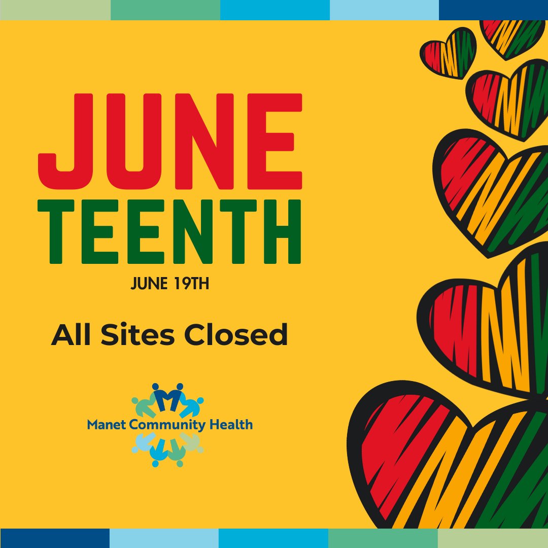 In observance of Juneteenth, all Manet sites will be closed on Thursday, June 19.
#juneteenth