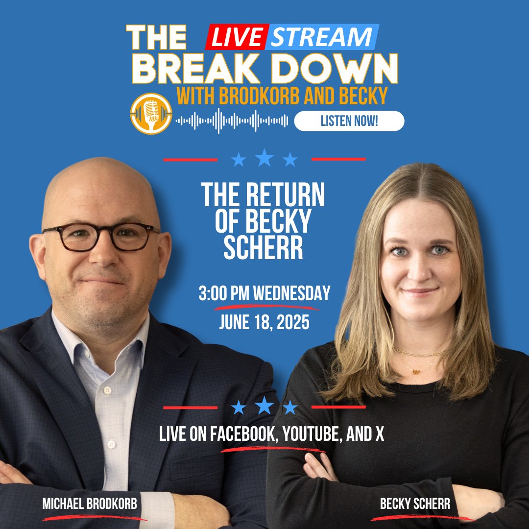 The Break Down with Brodkorb and Becky (@bbbreakpod) on Twitter photo 🚨: The <a href="/BBBreakPod/">The Break Down with Brodkorb and Becky</a> will be live today at 3 PM to welcome the return of <a href="/aleryrl/">Becky (Alery) Scherr</a>.
Sadly, we'll confront the tragic assassination of Melissa Hortman and her husband, and the violent attack on Senator John Hoffman and his wife.
We hope you'll join us for the discussion today. 🚨: The <a href="/BBBreakPod/">The Break Down with Brodkorb and Becky</a> will be live today at 3 PM to welcome the return of <a href="/aleryrl/">Becky (Alery) Scherr</a>.
Sadly, we'll confront the tragic assassination of Melissa Hortman and her husband, and the violent attack on Senator John Hoffman and his wife.
We hope you'll join us for the discussion today.
