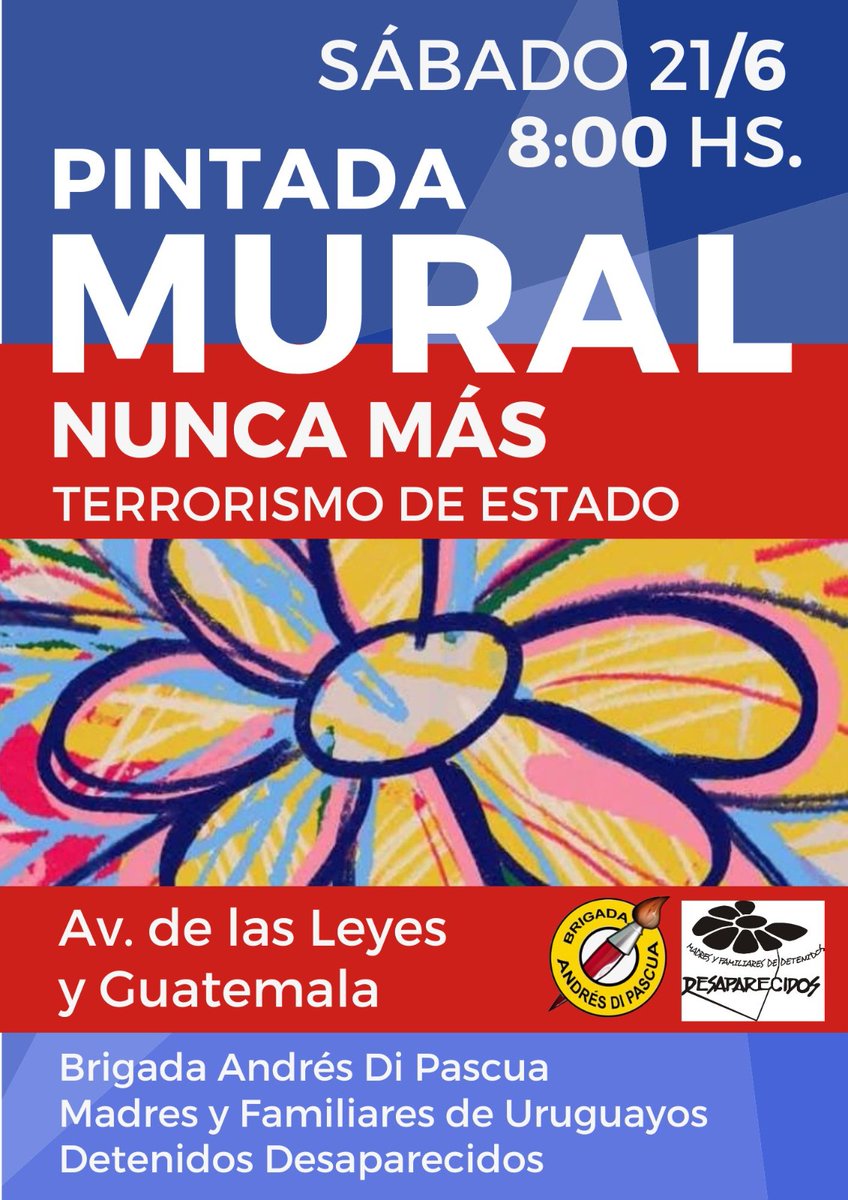Este sábado, junto a Familiares, en avda. de las Leyes y Guatemala.
NUNCA MAS TERRORISMO DE ESTADO