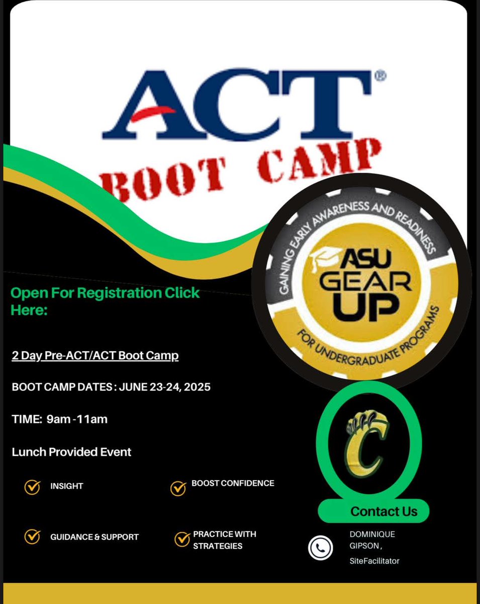 Rockette_Rogers's tweet image. Update:
The ACT Boot Camp will now only be held on Monday, June 23, 2025, from 9:00 AM to 11:30 AM.
Please make note of the new date and time!