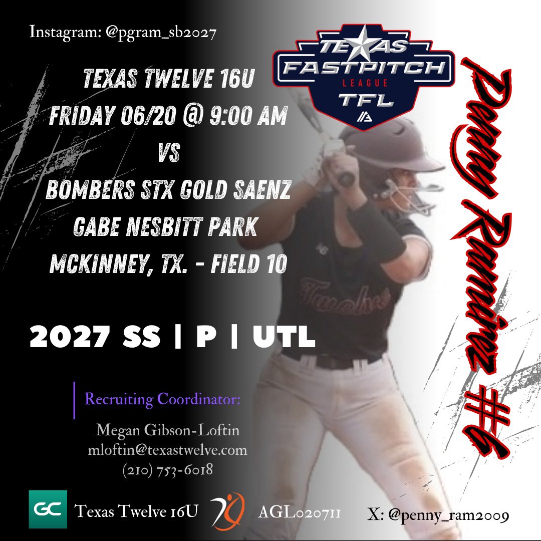 Texas Twelve is ready to compete this weekend at the TFL Summer Championships! <a href="/TwelveRecruitSB/">Texas Twelve Recruiting Softball</a> <a href="/CoachWylyUTTSB/">Whitney Wyly</a> <a href="/CoachJaegersSFA/">Melanie Jaegers</a> <a href="/CoachMariaWinn/">🥎CW🥎</a> <a href="/TessSoefje/">TessSoefje</a> <a href="/emason55/">Coach Elizabeth Mason</a> <a href="/presbell17/">presley bell</a> <a href="/rheint3/">Rhein Trochim Carmichael</a> <a href="/CoachJonHunter/">Jon Hunter</a> <a href="/CoachJReeves/">Josh Reeves</a> <a href="/TonyMcK13576359/">Tony McKnight</a>
